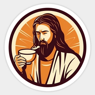 Christian Jesus Drinking Tea Sticker